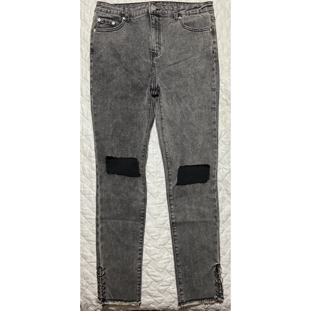 POL Jeans POL pants sexy edgy grey black jeans stretch denim NEW womens large